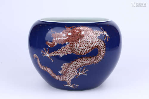 A Chinese Blue Glazed Porcelain Water Pot