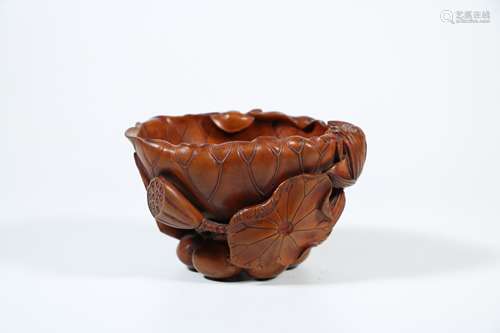 A Chinese Carved Huangyang Lotus Cup