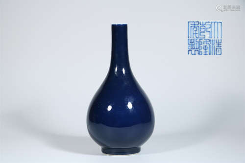 A Chinese Blue-Glazed Porcelain Vase