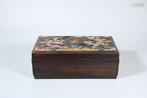 A Chinese Carved Rosewood Square Box