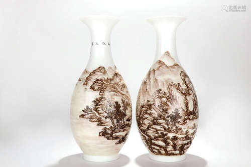 A Pair of Chinese Famille-Rose Porcelain Vases