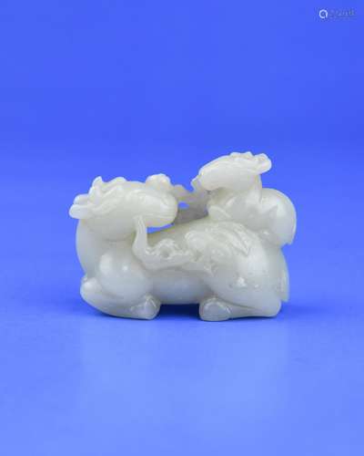 A Chinese Carved Jade Sheep Decoration