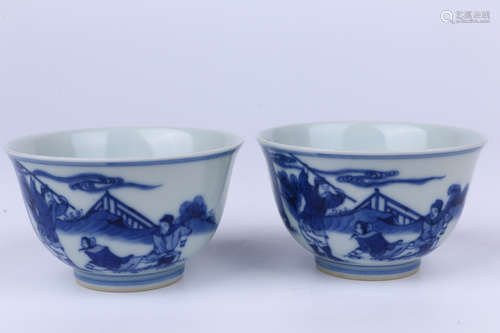 A Pair of Chinese Blue and White Porcelain Bowls