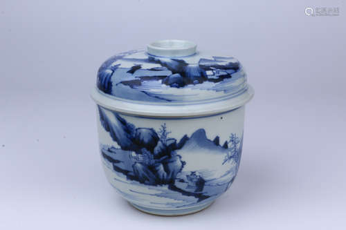 A Chinese Blue and White Porcelain Jar with Cover