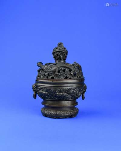 A Chinese Bronze Craved Incense Burner