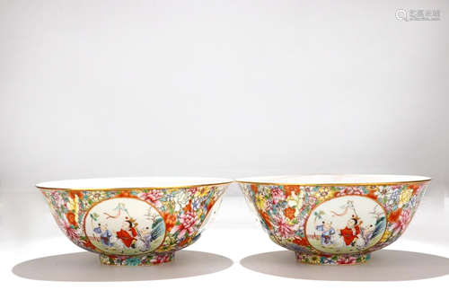 A Pair of Chinese Famille-Rose Porcelain Bowls