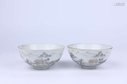 A Pair of Chinese Famille-Rose Porcelain Bowls