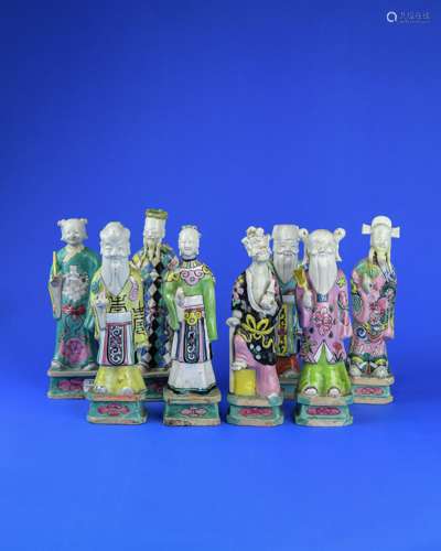 Five Chinese Famille-Rose Porcelain Buddhas