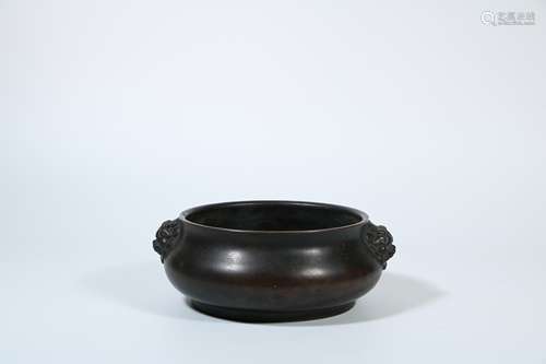 A Chinese Carved Bronze Incense Burner