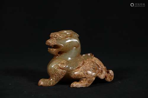 A Chinese Carved Jade Foo-Dog Decoration