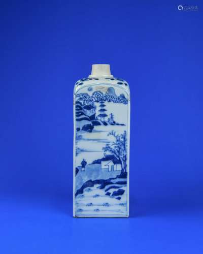 A Chinese Blue and White Porcelain Square Vase