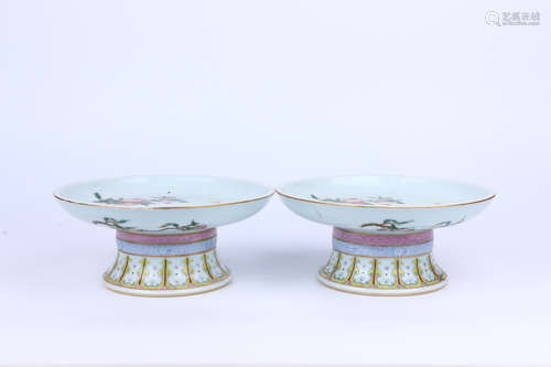 A Pair of Chinese Famille-Rose Porcelain Plates