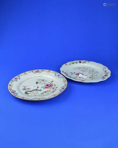 A Pair of Chinese Famille-Rose Porcelain Plates