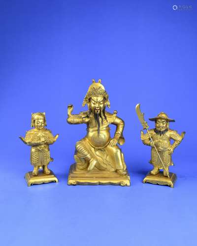 Three Chinese Gilt Bronze Buddhas