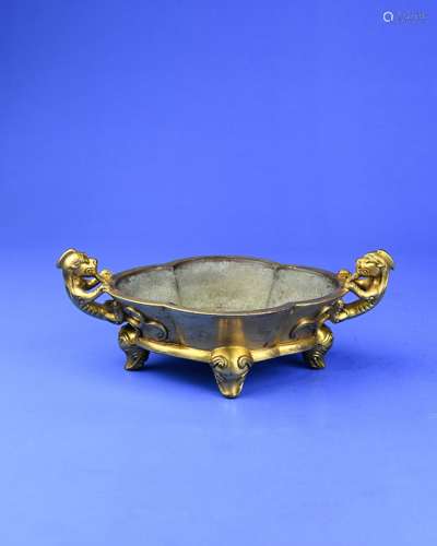 A Chinese Gilt Bronze Incense Burner