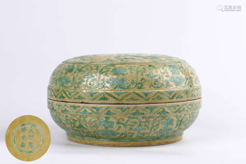 A Chinese Yellow Glazed Porcelain Ink Pad