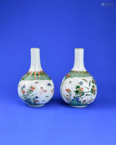 A Pair of Chinese Wu-Cai Porcelain Vases