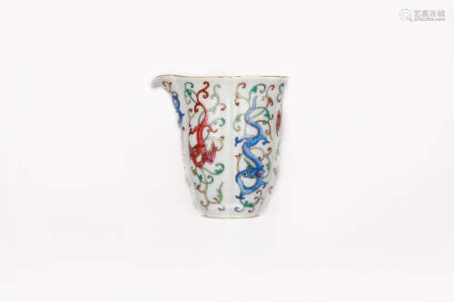 A Chinese Dou-Cai Porcelain Wine Cup