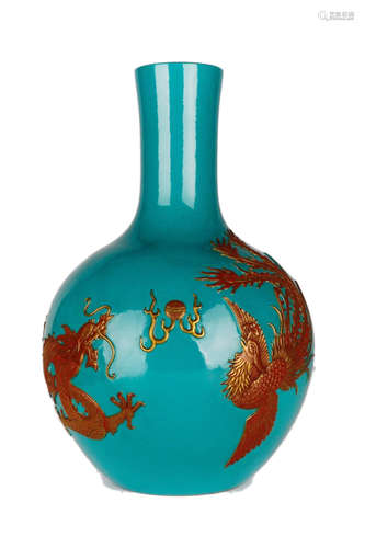 A Chinese Turquoise Glazed Porcelain Vase