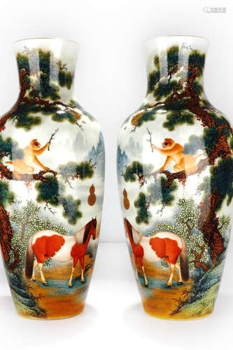 A Pair of Chinese Enamel Porcelain Vases