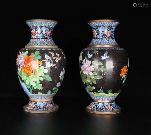 Cloisonne Flower & Bird Bottles for 2