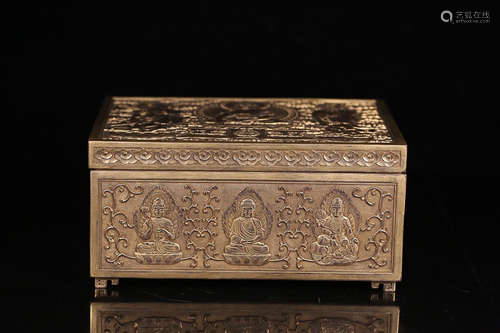 A GILT BRONZE THREE SAINTS CAPPING BOX