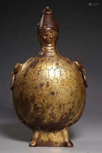 A GILT BRONZE TURTLE VASE