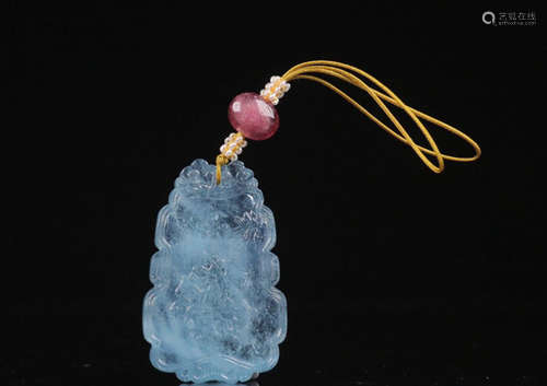 Aquamarine Horseback archery Pendant