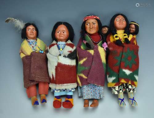 Skookum Lot, 4 Pieces: 2 Mothers w/ Babes, 1 Youth