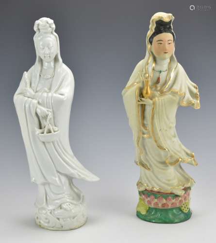 Two Dehua Porcelain Guanyin,19/20th C.