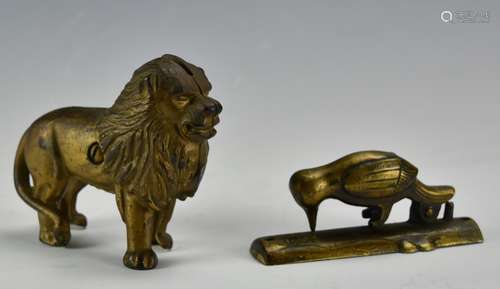 Brass/ Bronze: Lion Bank & Woodpecker Door Knocker