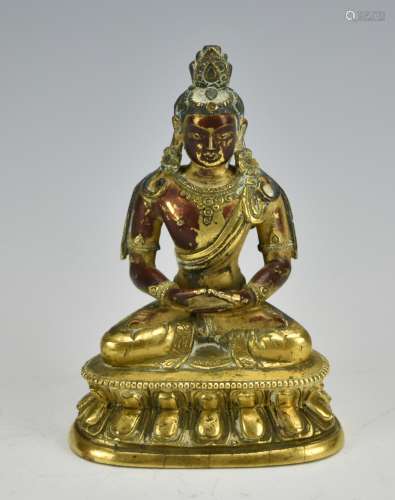 A Gilt Bronze Figure of Amitayua, 18th C.