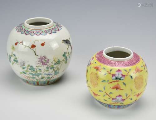 Two Chinese Famille Rose Jars, 19th C.
