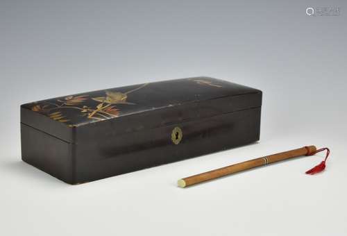 A Japanese Lacquer Box and Knife Set