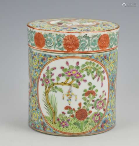 A Famille Rose Porcelain Jar w/ Cover, 19th C.