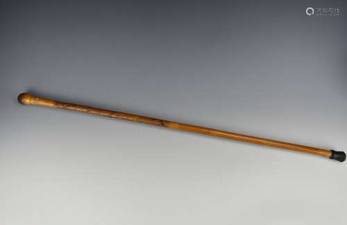 A Carved Bamboo Walking Stick