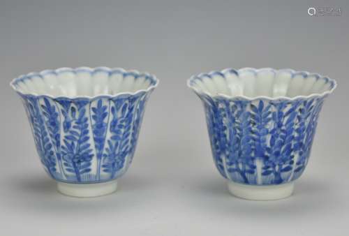 Pair of Japanese Blue & White Cups,18th C.
