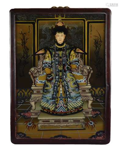 A Reverse Glass Painting of an Esteemed Woman