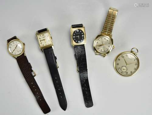 (5)Old Timepiece Lot: 4 Watches, 1 Pocket Watch