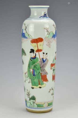 Chinese Famille Verte Figural Vase,19th C.