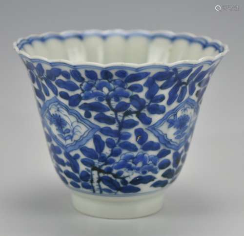 Japanese Blue and White Floral Cup, 18th C.