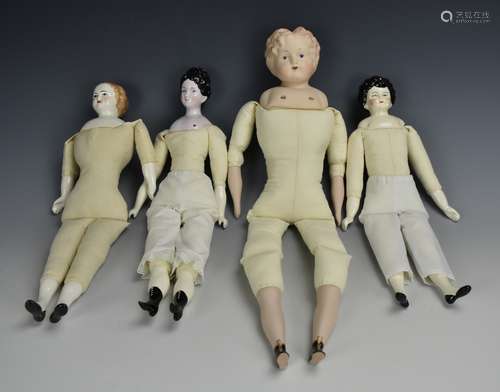 Group of 4 French Boudoir Dolls w/o Dress