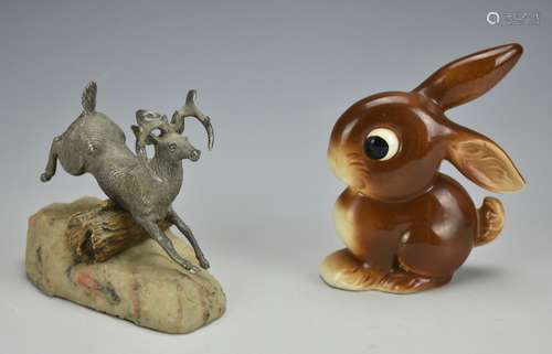 A Hummel Rabbit w/ a Stone & Metal Antelope