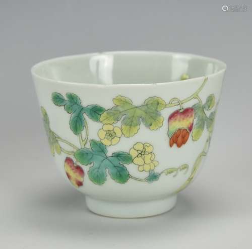 A Porcelain Butterfly & Berry Cup, ROC Period