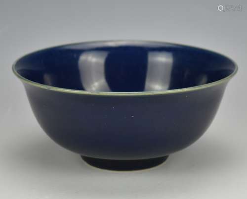 Chinese Bowl w/ Prussian Blue Glaze,Longqing Mark