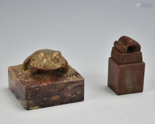 Two Chinese Soapstone Seal