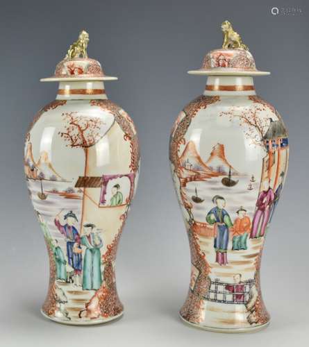 Pair of Export Cantonese Glazed Vases,18th C.