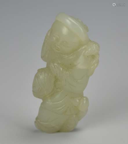 Chinese Jade Horse Riding Man,19th C.