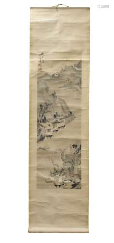 Chinese Brush & Ink Painting of a Riverside