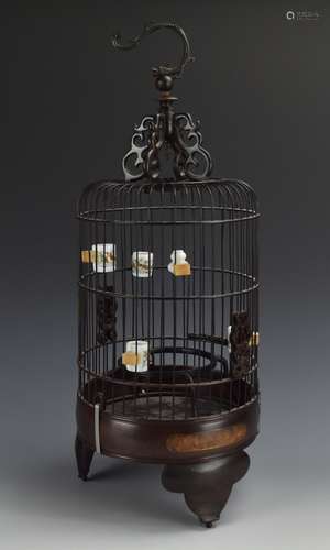 A Decorative Wooden Birdcage,19/20th C.